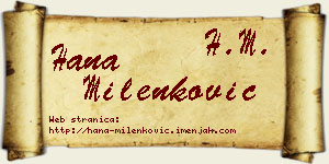 Hana Milenković vizit kartica